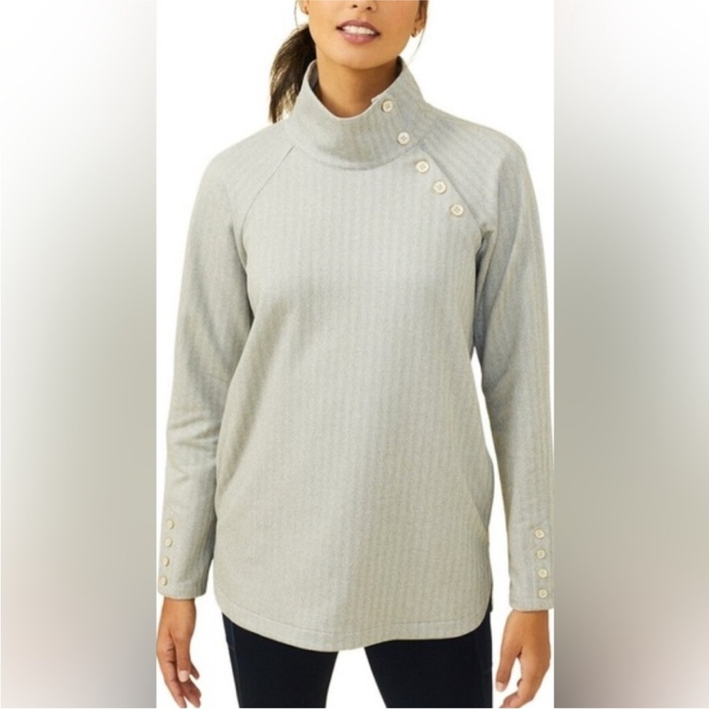 J. McLaughlin Marisa Funnel Neck Fleece Size Large in Gray